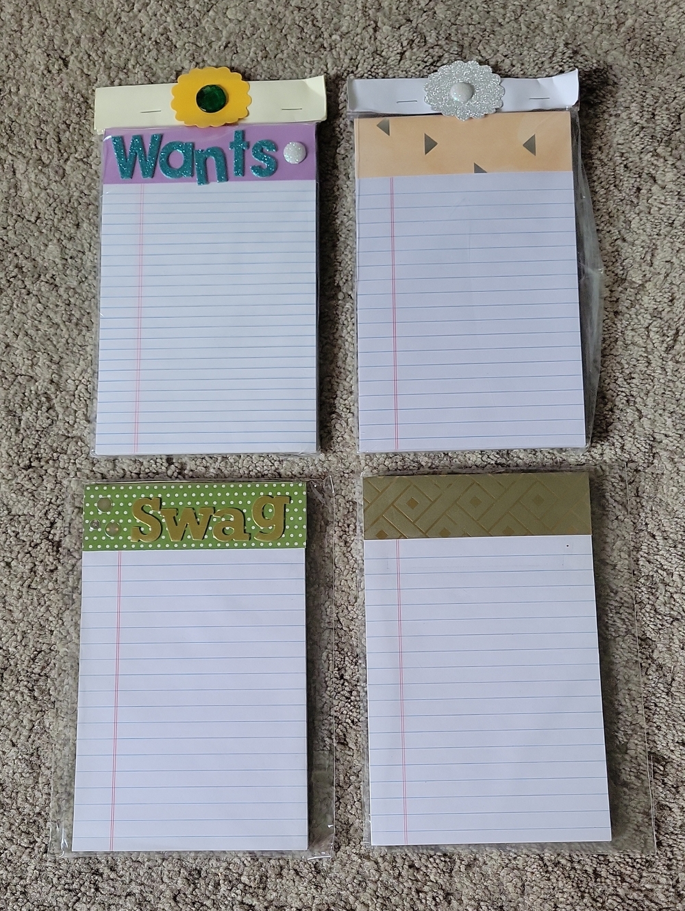Set Of 4 Handmade Magnetic Notepad Set